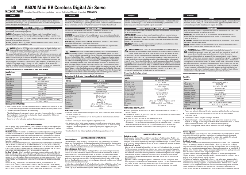 Imagen de la primera página del manual del dispositivo A5070