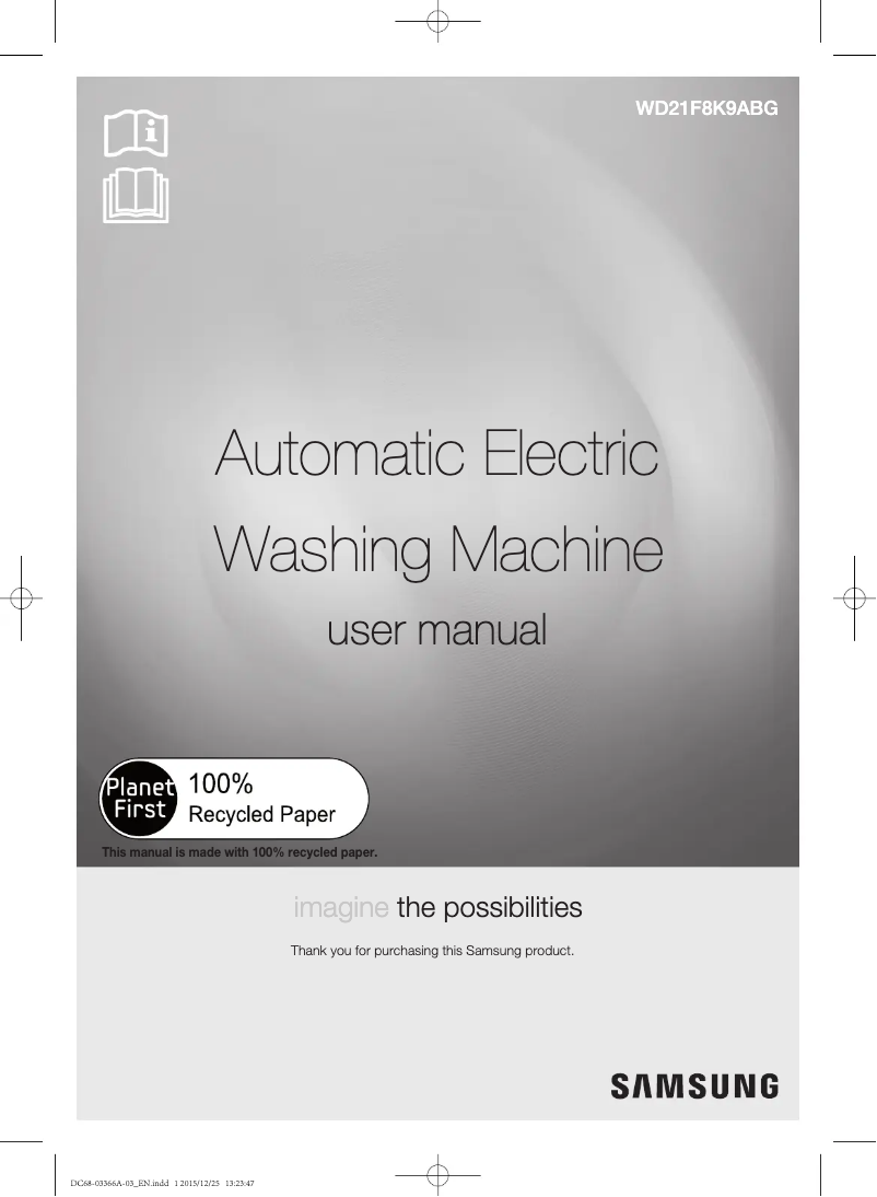 Page 1 de la notice Manuel utilisateur Samsung WD21F8K9ABG