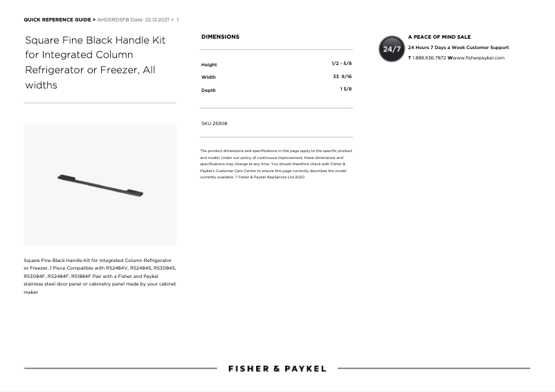 Page n°1 - Manuel utilisateur Fisher & Paykel AHD5RDSFB