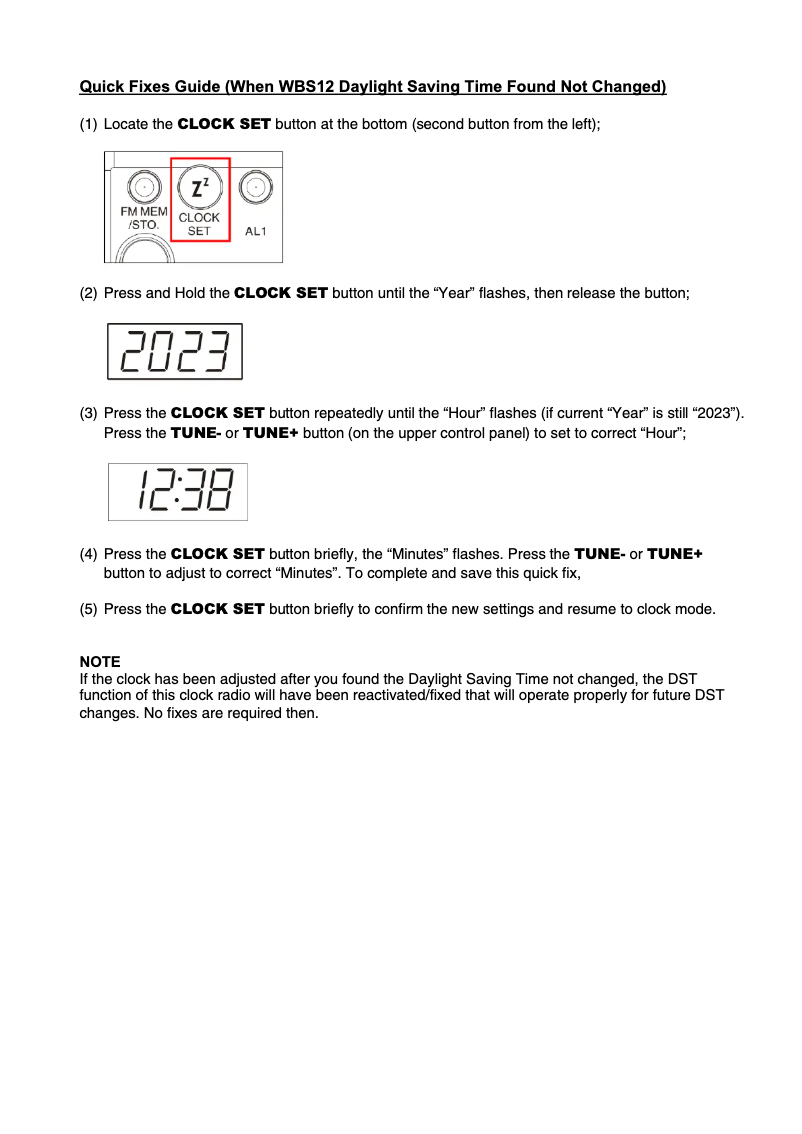 Image de la première page du manuel de l'appareil WBS12
