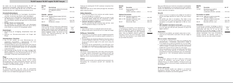 Page n°1 - Manuel utilisateur Beyerdynamic D57c