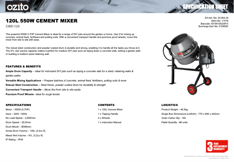 Image de la première page du manuel de l'appareil CMX-120