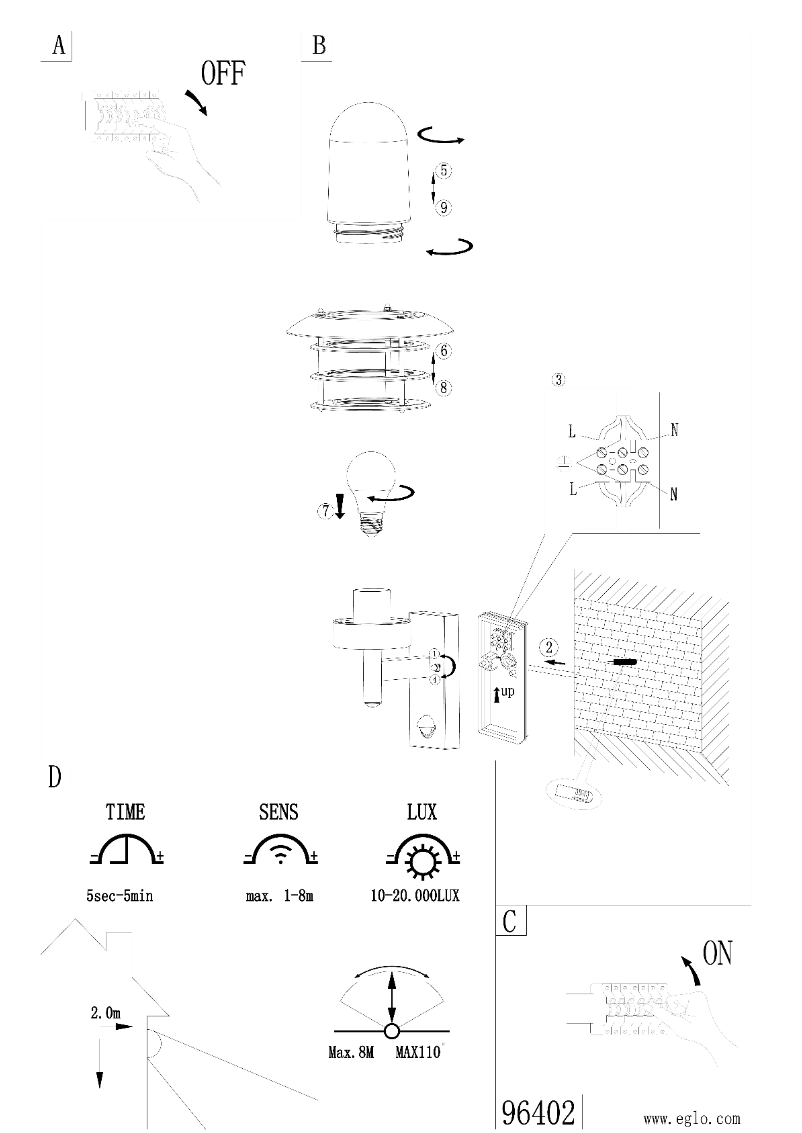 Page 1 de la notice Manuel utilisateur Eglo Mouna