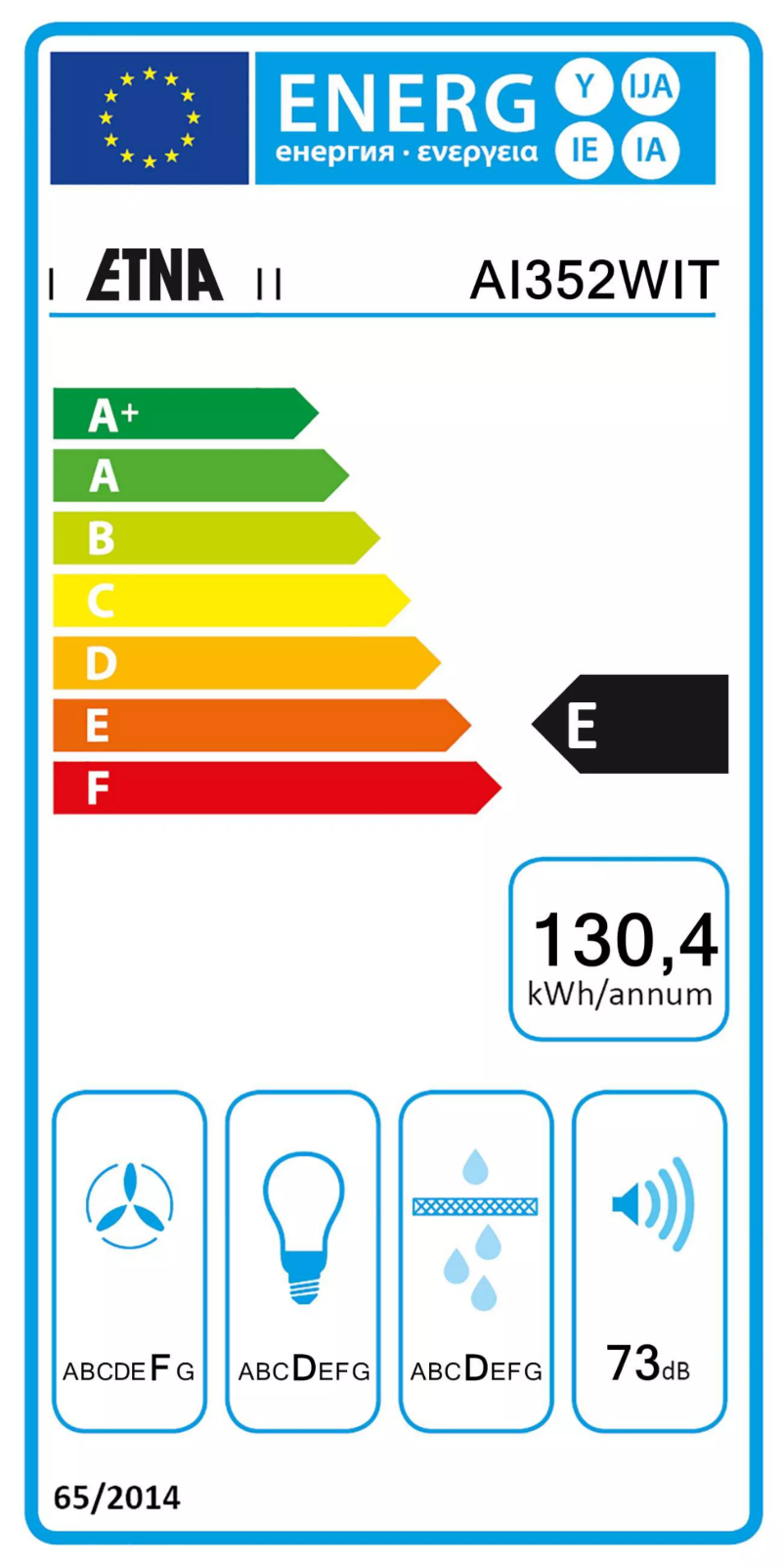 Page n°1 - Label énergétique Etna AI352WIT
