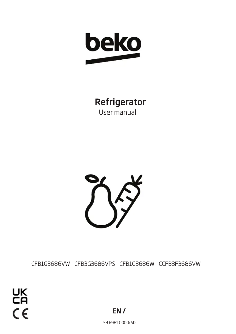 Page 1 de la notice Manuel utilisateur Beko CFB1G3686W