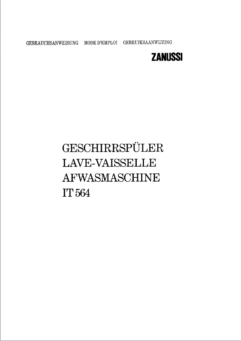 Page 1 de la notice Manuel utilisateur Zanussi IT 564