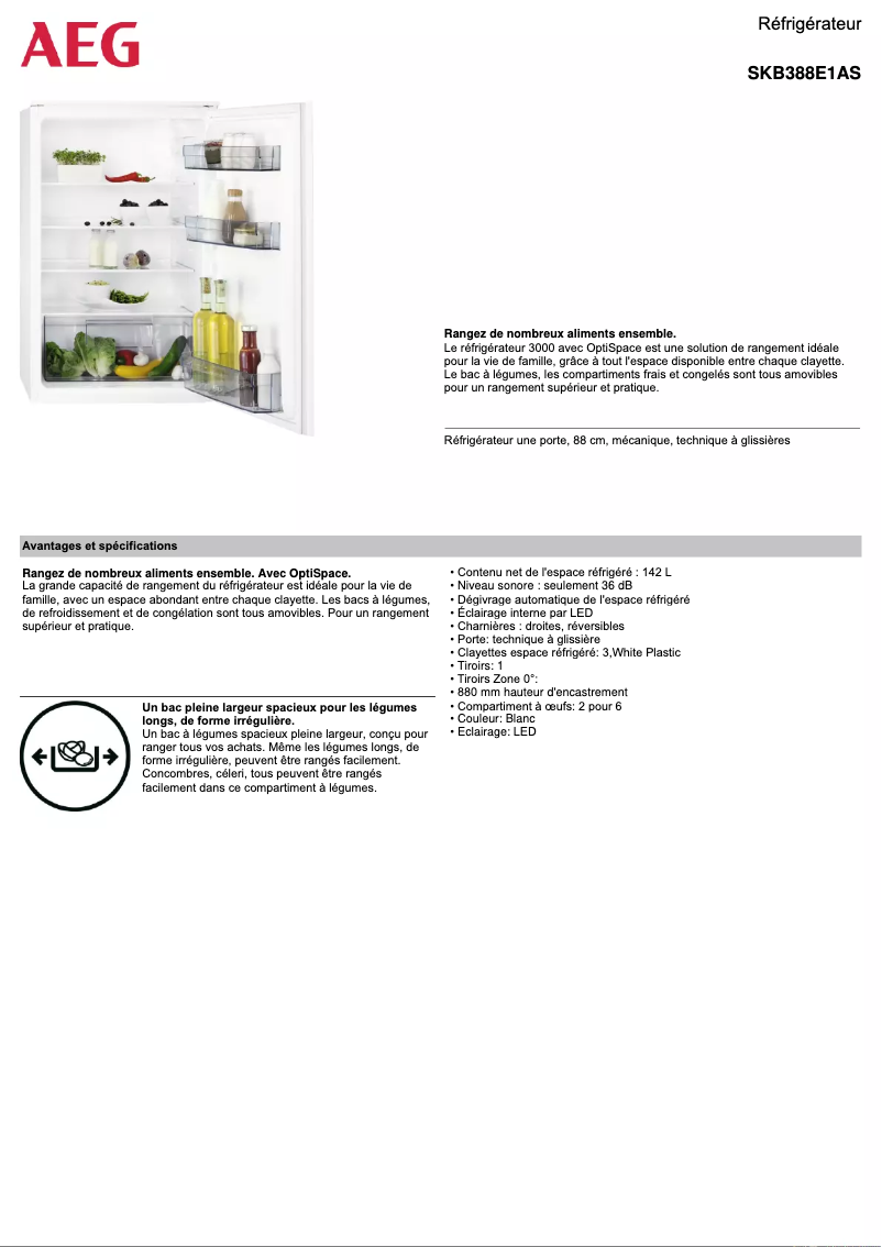 Page n°1 - Fiche technique AEG SKB388E1AS