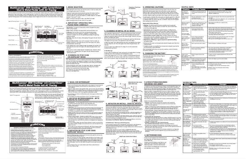 Page n°1 - Manuel utilisateur Zircon MultiScanner i500 OneStep