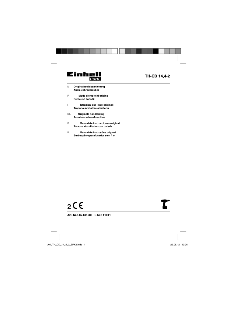 Page 1 de la notice Manuel utilisateur Einhell TH-CD 14,4-2