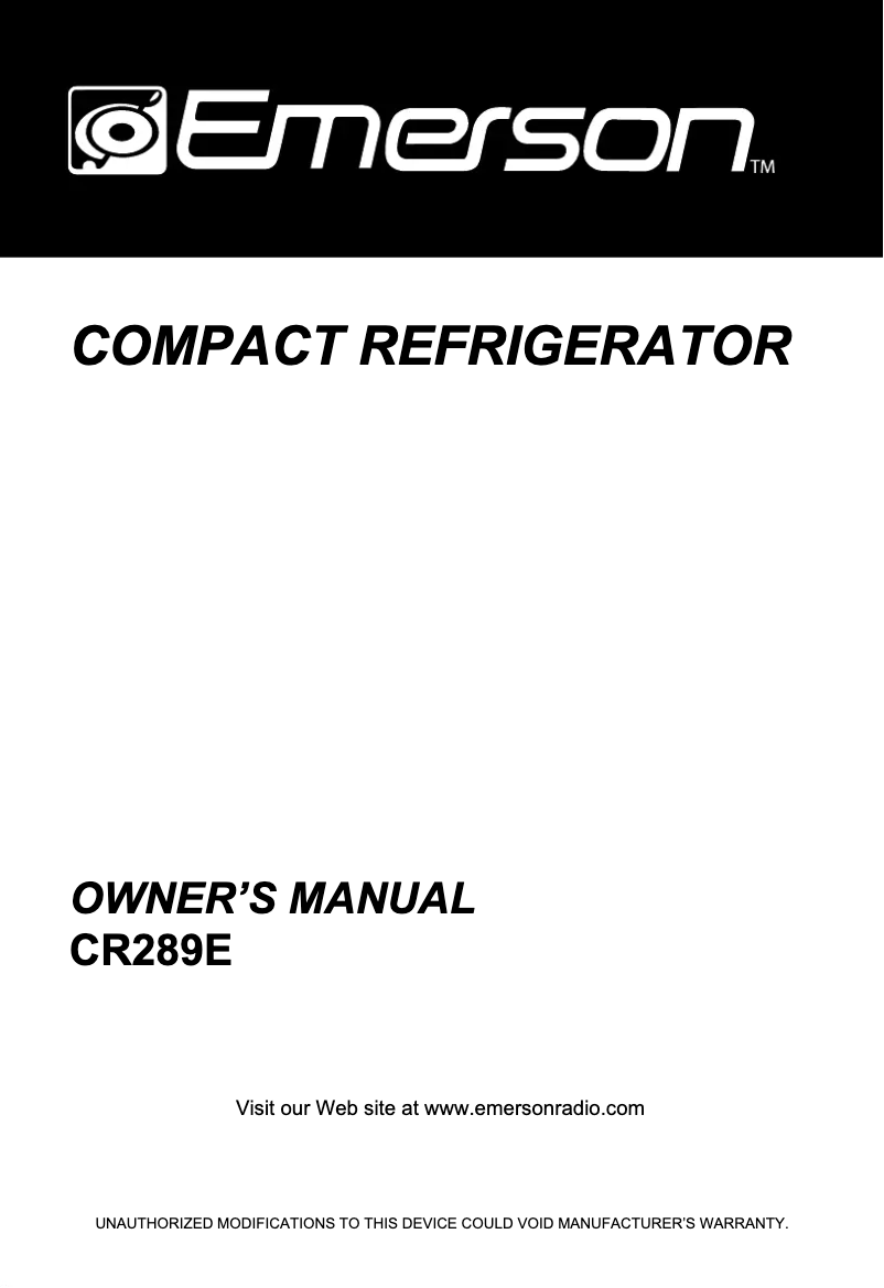Page n°1 - Manuel utilisateur Emerson CR289E