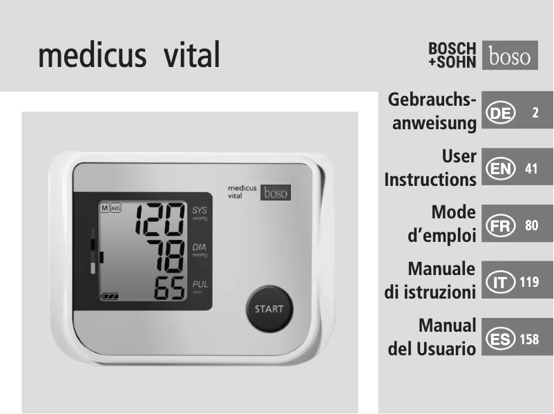 Page 1 de la notice Manuel utilisateur Boso Medicus Vital