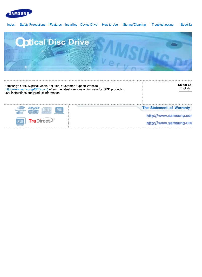 Page 1 de la notice Manuel utilisateur Samsung SE-S224Q