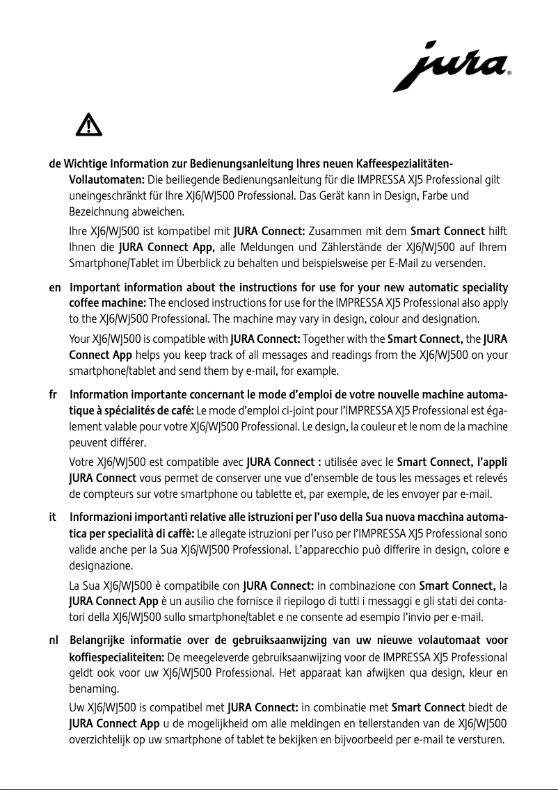 Página 1 del manual Manual de usuario Jura WJ500 Professional