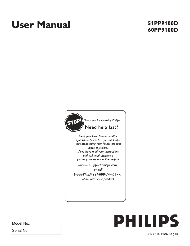 Página 1 del manual Manual de usuario Philips 60PP9100D