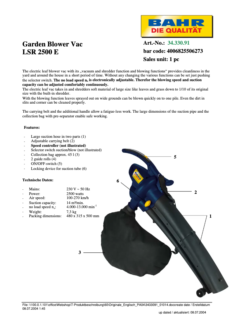 Página 1 del manual Manual de usuario Bahr LSR 2500 E