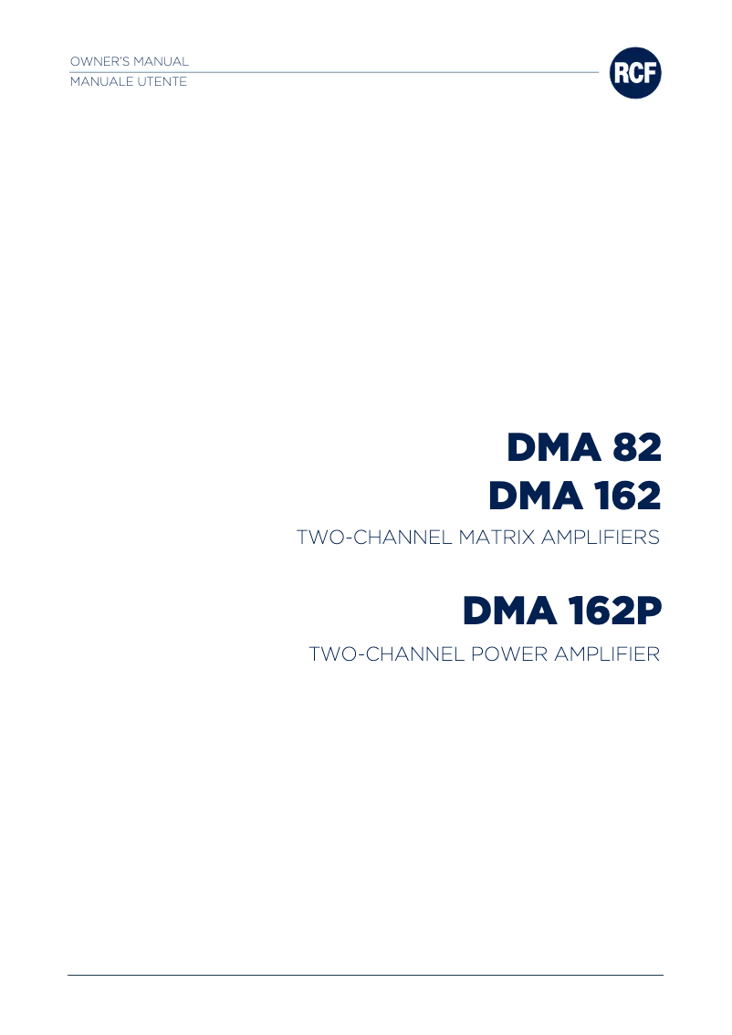 Page n°1 - Manuel utilisateur RCF DMA 162