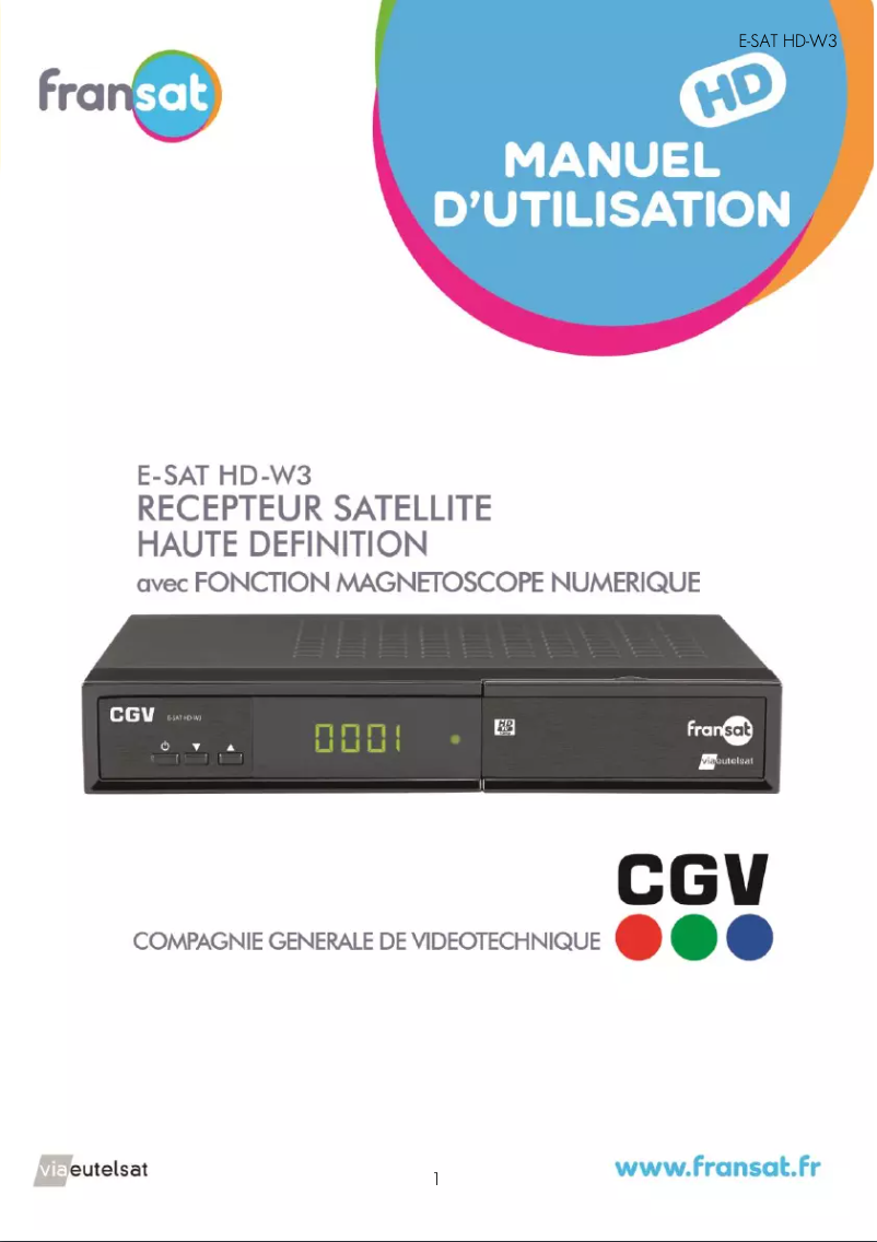 Page n°1 - Manuel utilisateur CGV E-SAT HD-W3 (Fransat)