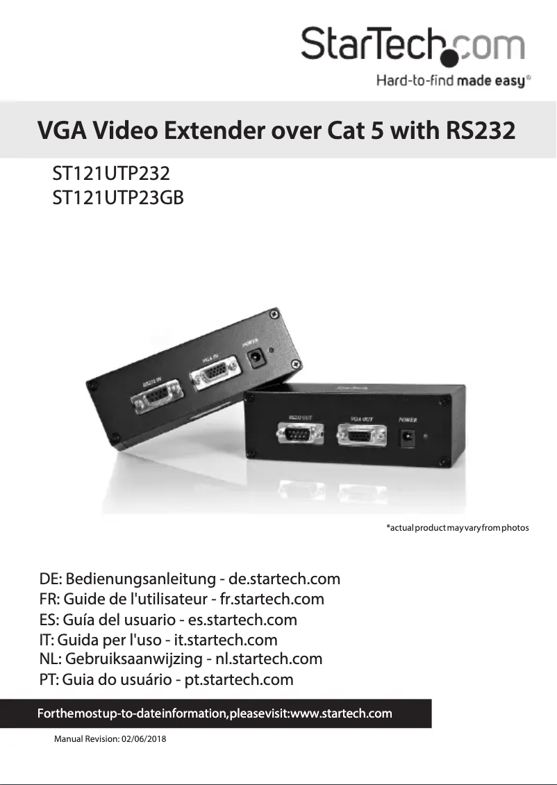 Page 1 de la notice Manuel utilisateur StarTech.com ST121UTP232