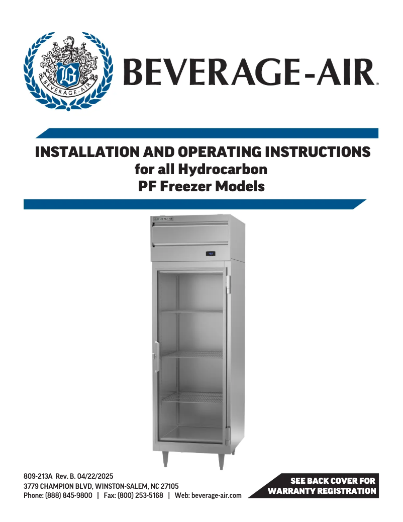 Page 1 de la notice Manuel utilisateur Beverage-Air PF1HC-1BG