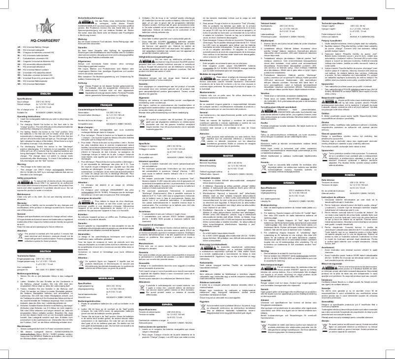 Page n°1 - Manuel utilisateur HQ CHARGER07