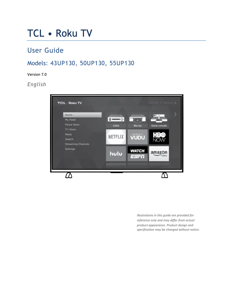 Page 1 de la notice Manuel utilisateur TCL 43UP130
