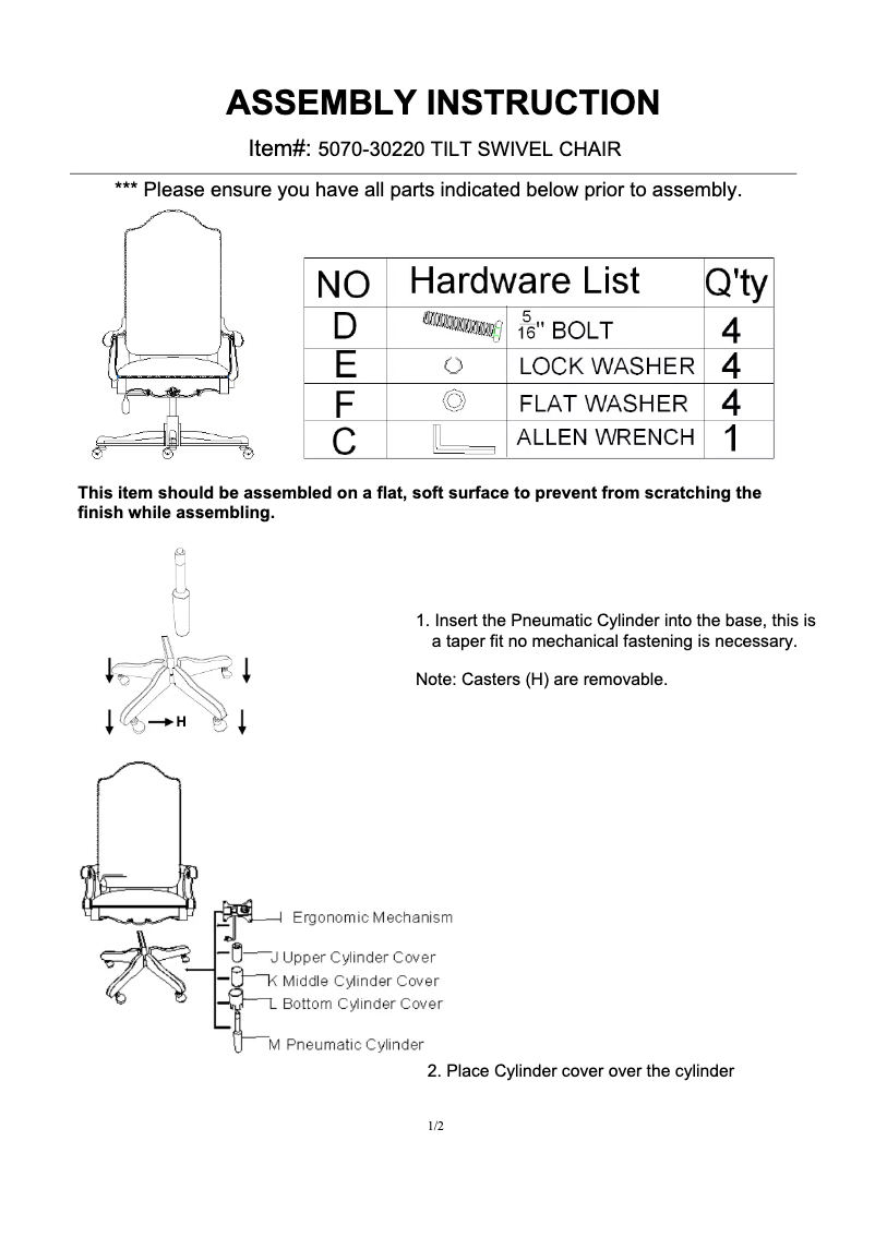 Page n°1 - Manuel utilisateur Hooker 5070-30220
