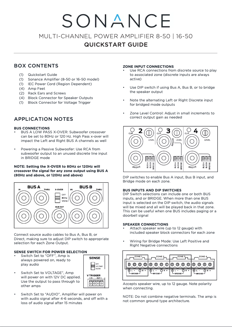 Page n°1 - Guide de démarrage rapide Sonance 16-50