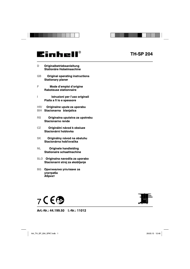 Page 1 de la notice Manuel utilisateur Einhell TH-SP 204