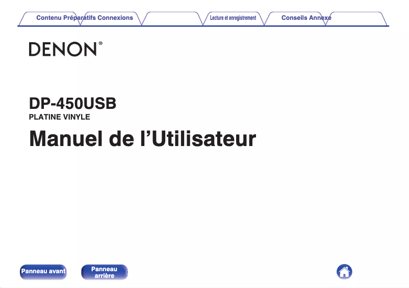 Page n°1 - Manuel utilisateur Denon DP-450USB