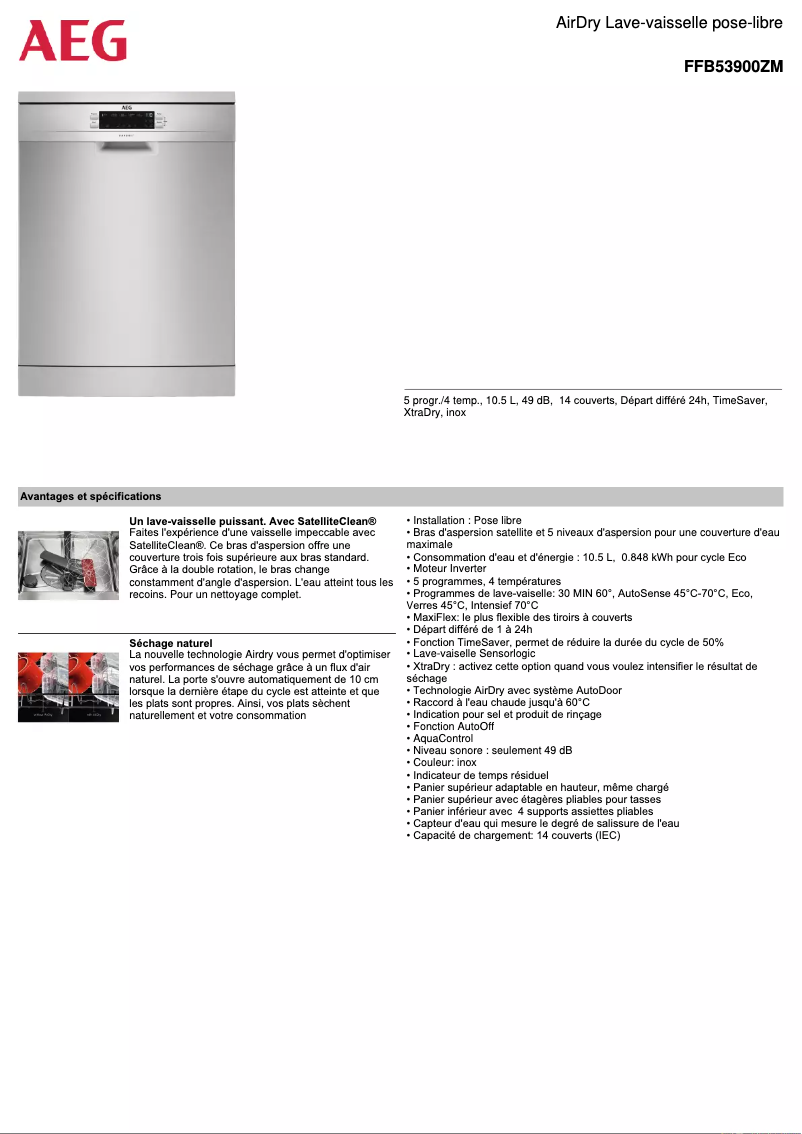 Page n°1 - Fiche technique AEG FFB53900ZM