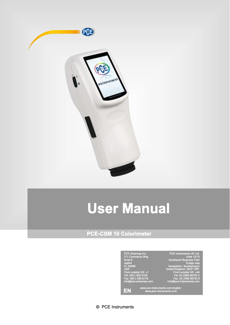 Page 1 de la notice Manuel utilisateur PCE Instruments PCE-CSM 10