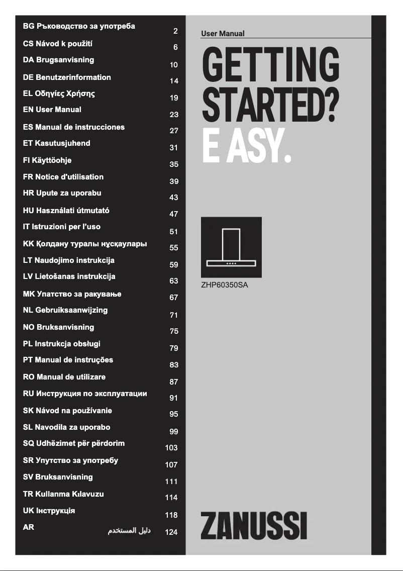 Page n°1 - Manuel utilisateur Zanussi ZHP60350SA