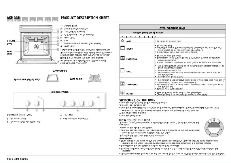 Page 1 de la notice Manuel utilisateur Whirlpool AKP 335 IX