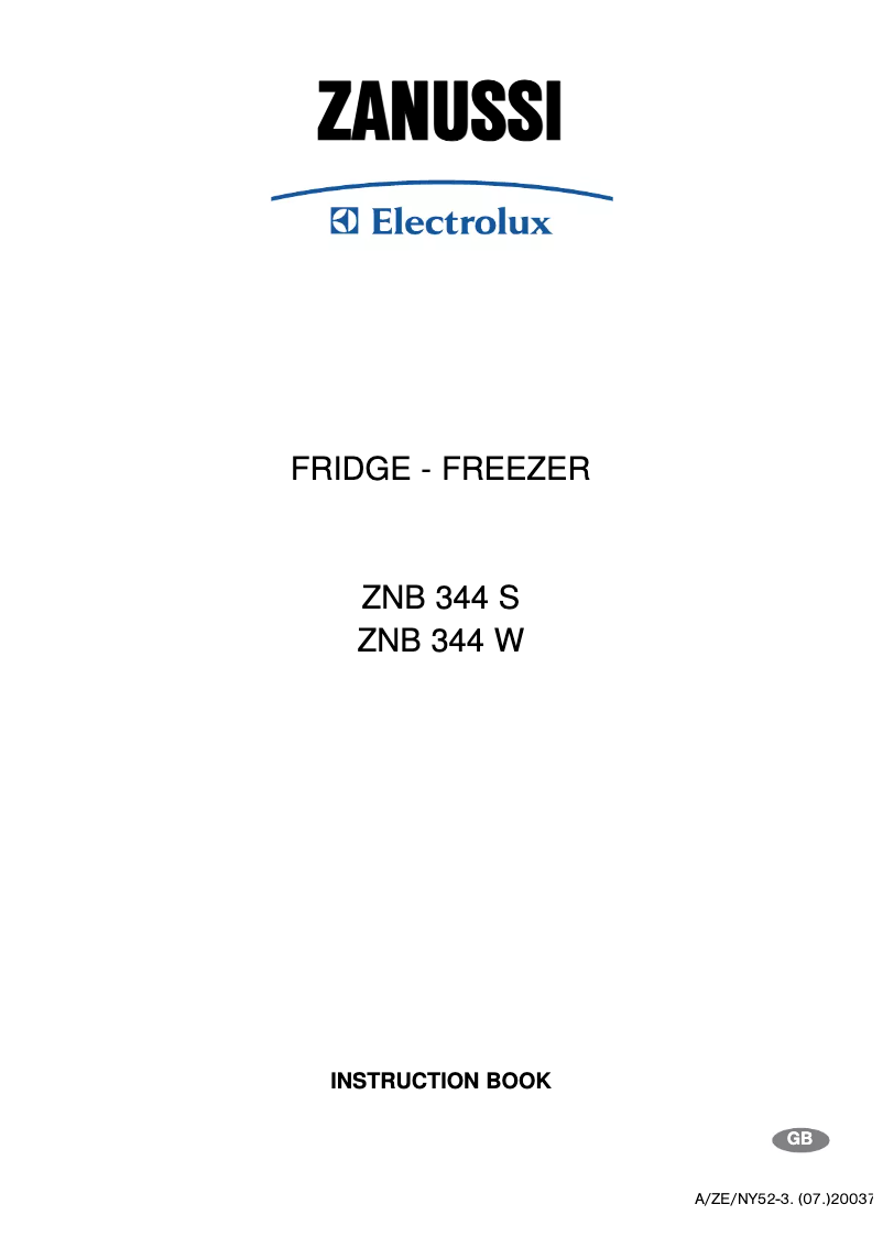 Page 1 de la notice Manuel utilisateur Zanussi-Electrolux ZNB344W