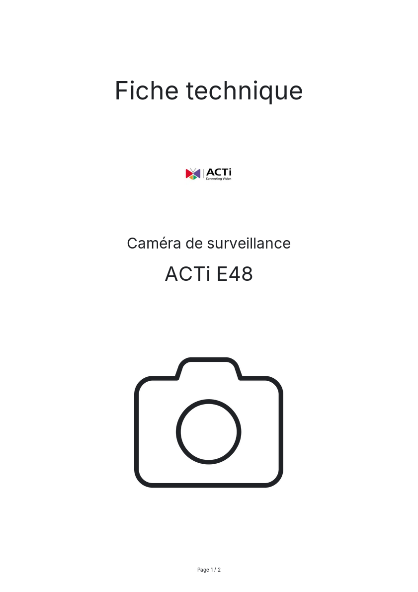 Page n°1 - Fiche technique ACTi E48