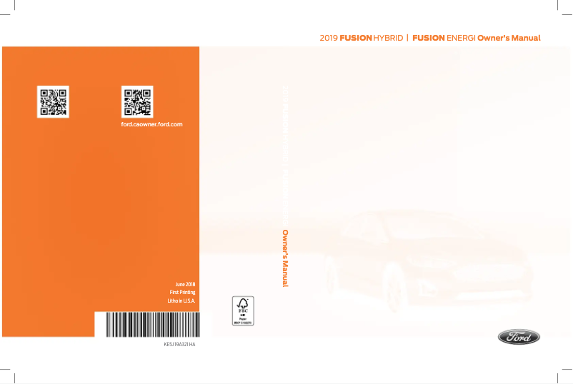 Page n°1 - Manuel utilisateur Ford Fusion Hybrid (2019)