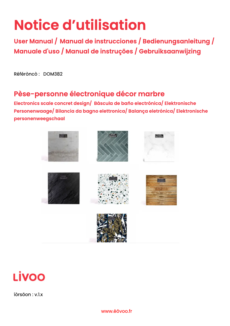 Page n°1 - Manuel utilisateur Livoo DOM382