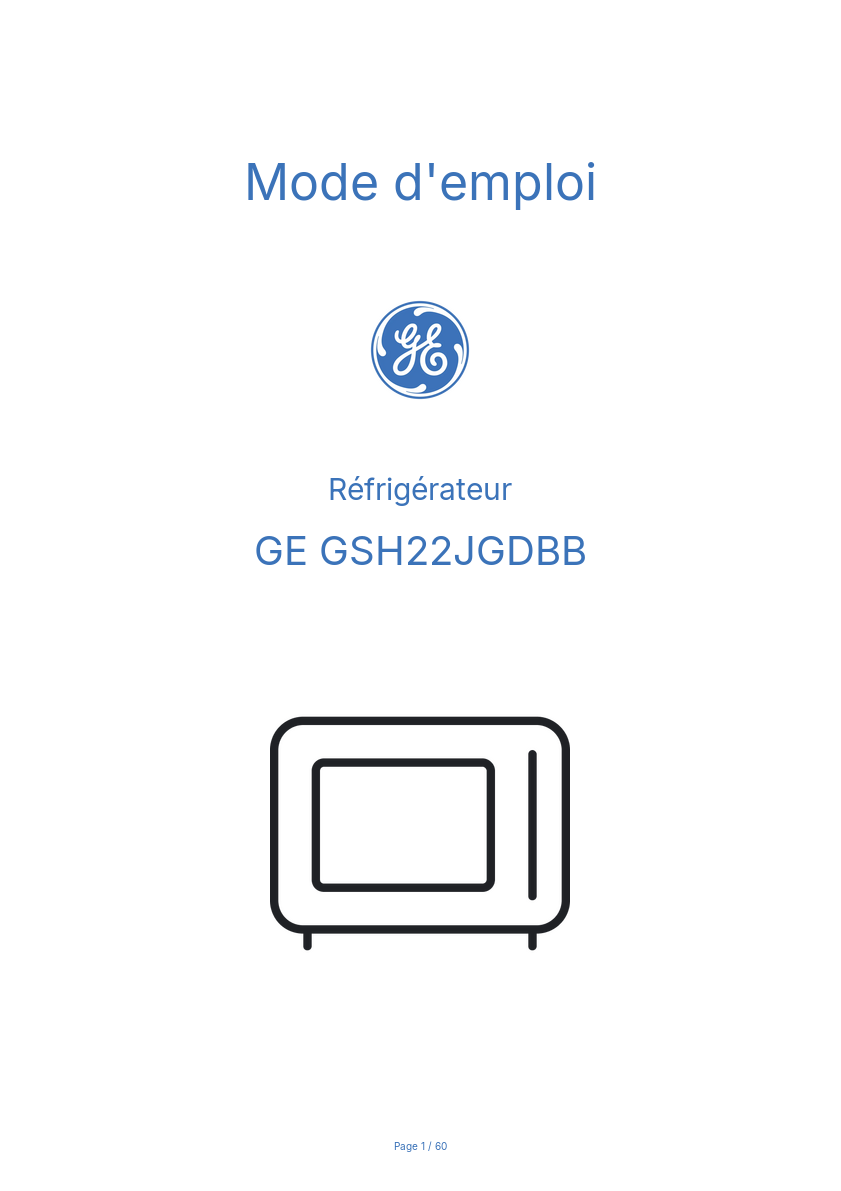 Page n°1 - Mode d'emploi GE GSH22JGDBB