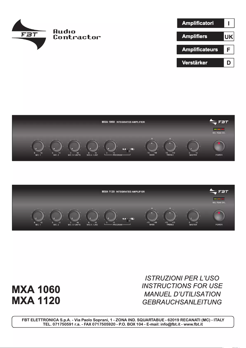 Image de la première page du manuel de l'appareil MXA 1060