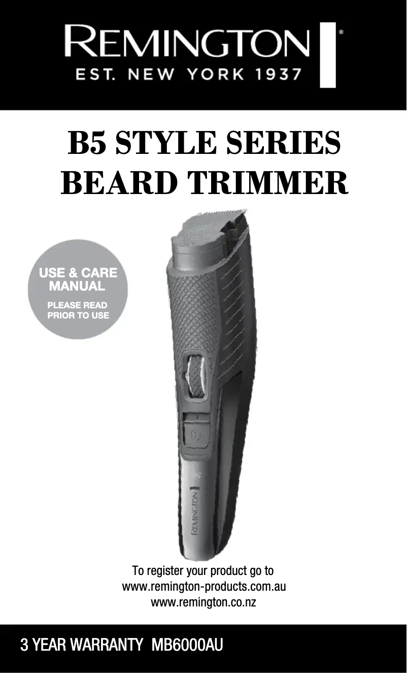 Image de la première page du manuel de l'appareil B5 Style Series MB6000AU