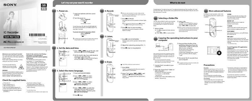 Page n°1 - Guide d'installation Sony ICD-PX312F