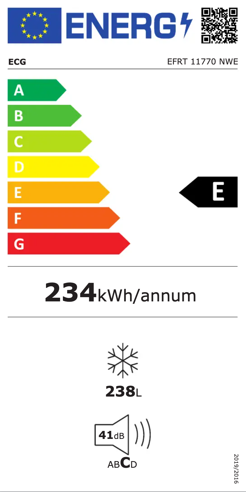 Page n°1 - Label énergétique ECG EFRT 11770 NWE