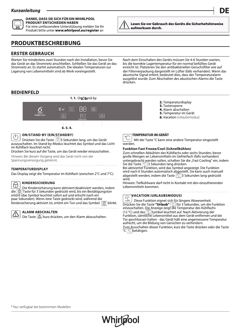 Page n°1 - Manuel utilisateur Whirlpool ARG 18481 A++ SF