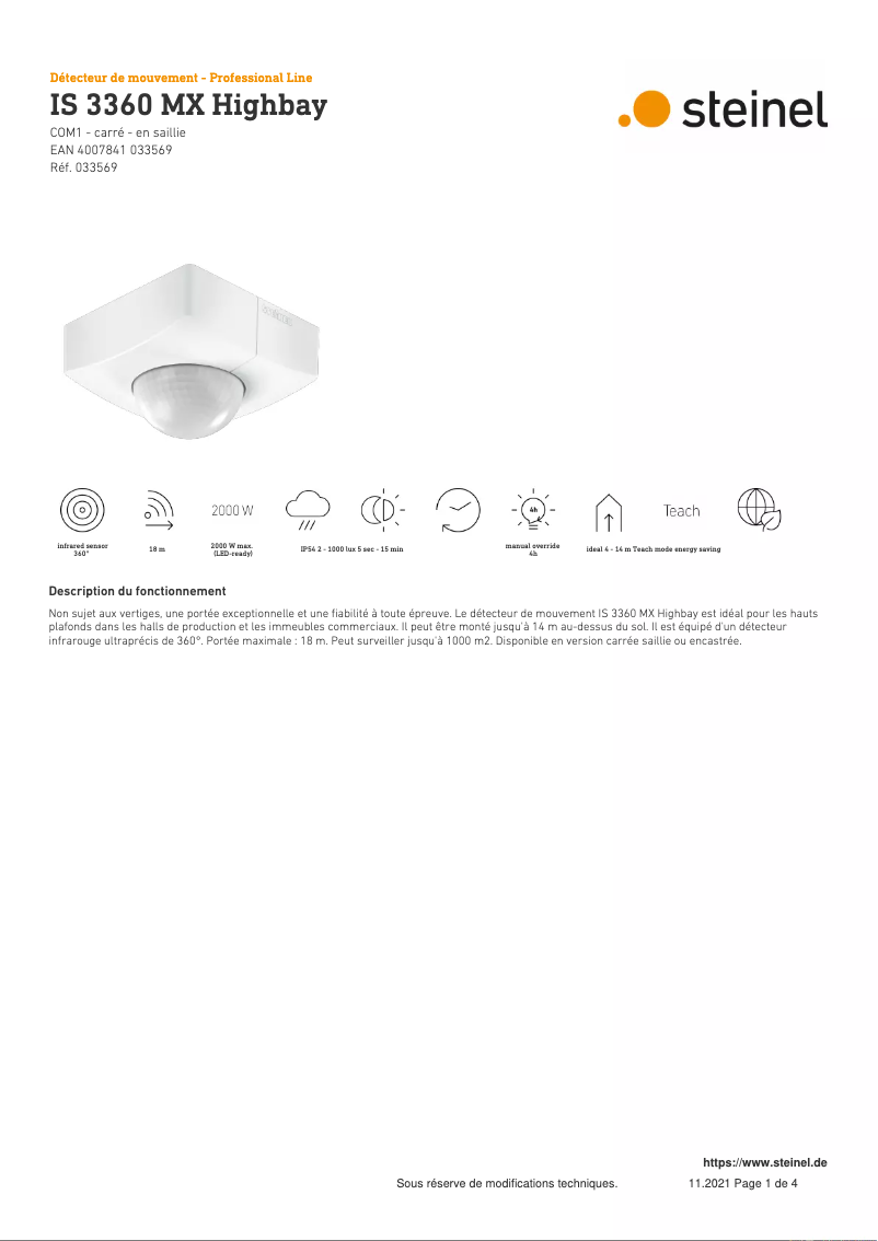 Image de la première page du manuel de l'appareil IS 3360 MX Highbay COM1
