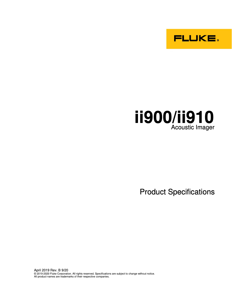 Page 1 de la notice Fiche technique Fluke ii910