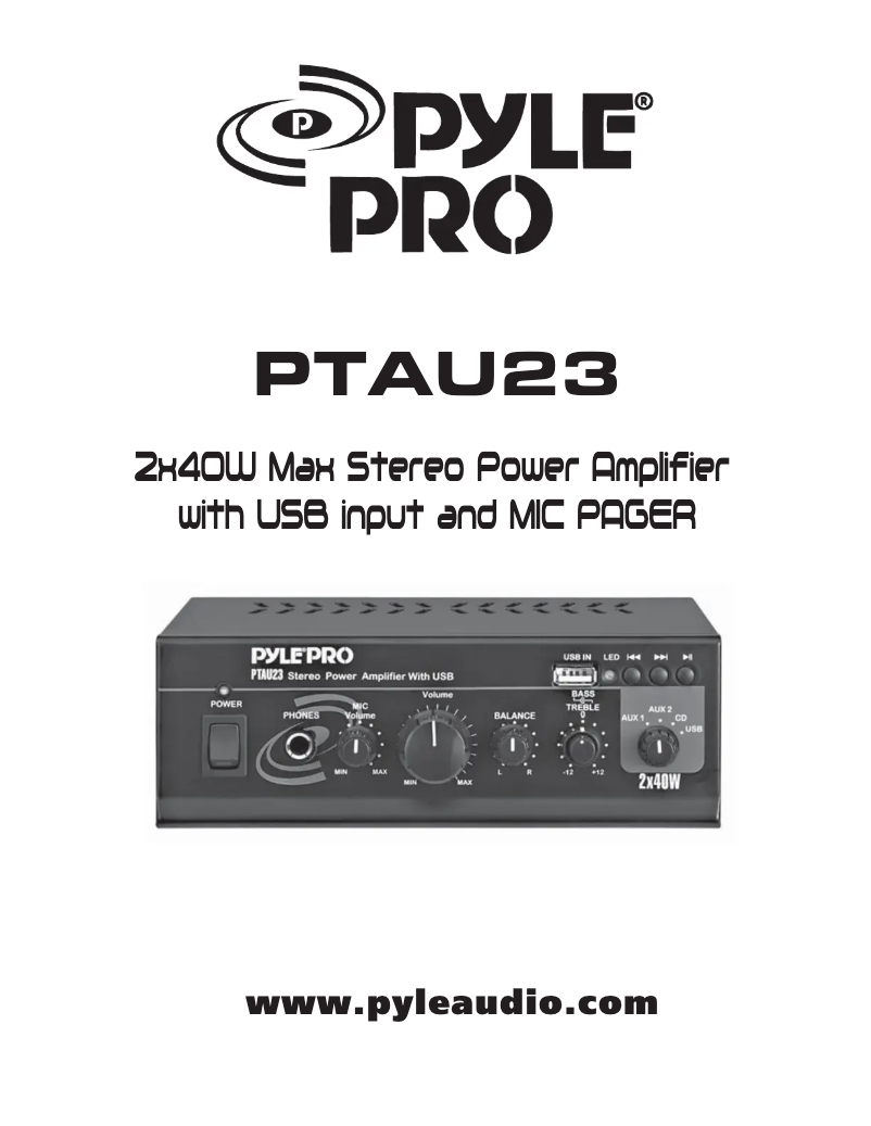 Page 1 de la notice Manuel utilisateur Pyle PTAU23