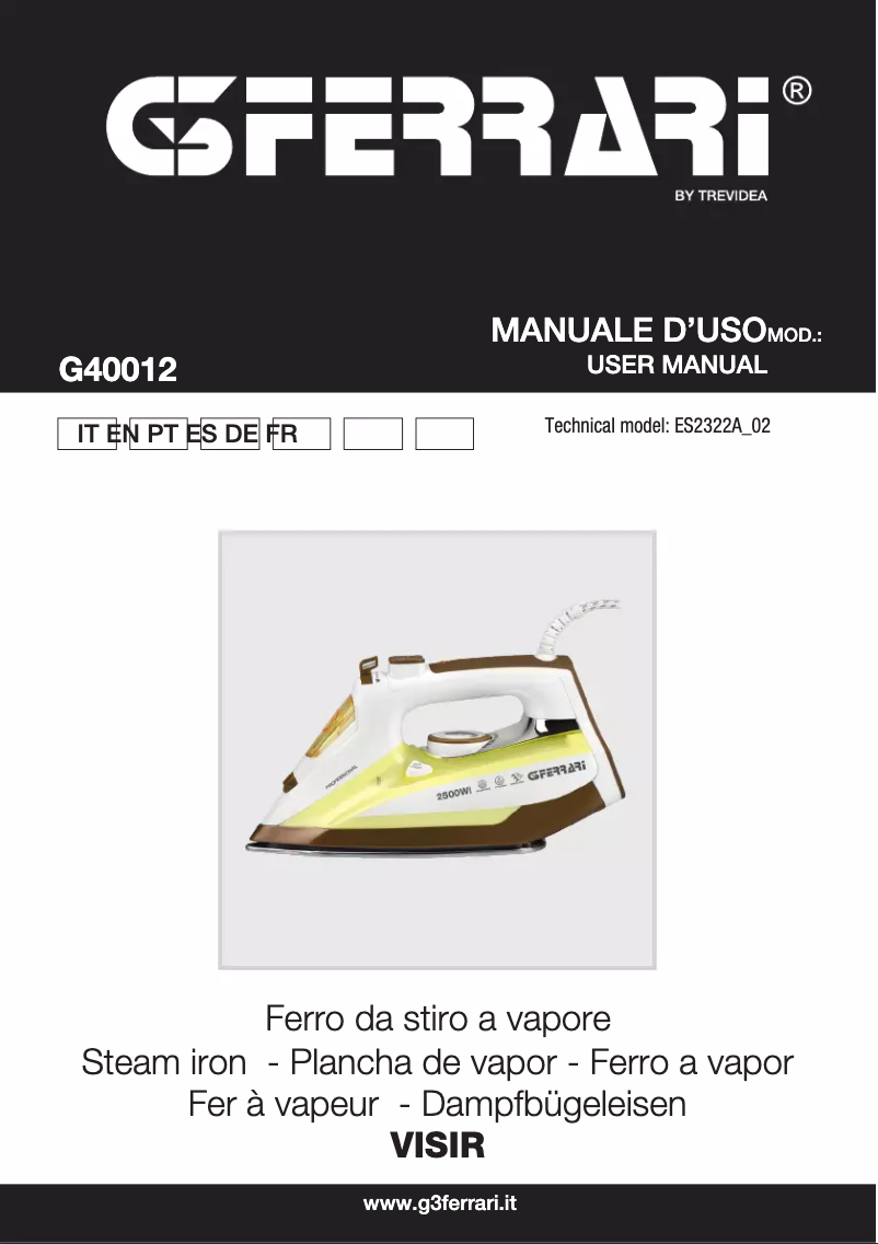 Image de la première page du manuel de l'appareil Visir G40012