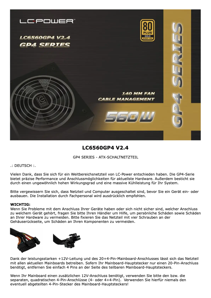Page n°1 - Manuel utilisateur LC-Power LC6560GP4 V2.4