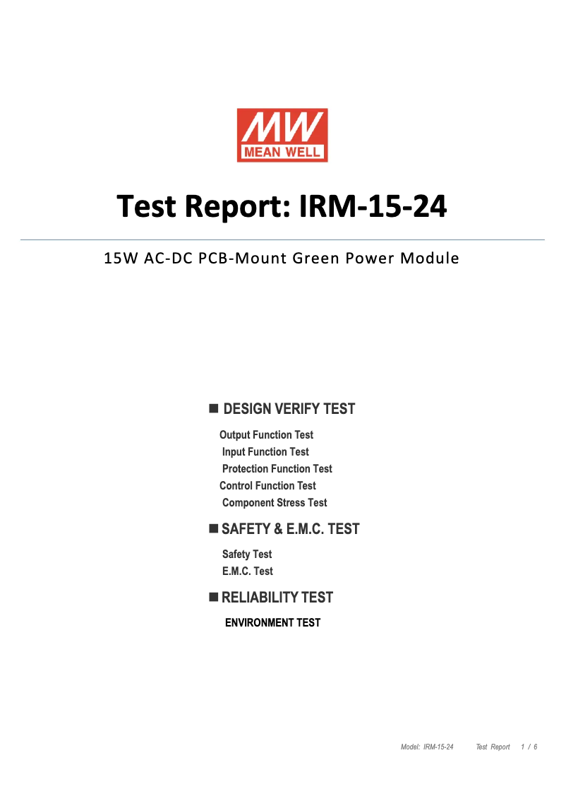 Page n°1 - Fiche technique Mean Well IRM-15-24
