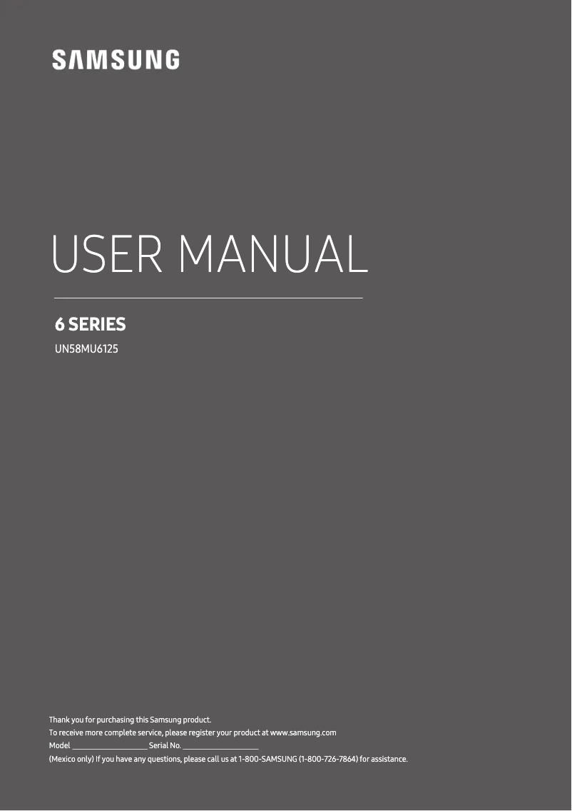 Page n°1 - Manuel utilisateur Samsung UN58MU6125FXZX